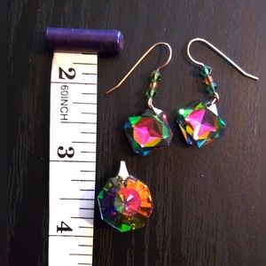 Pendant and earring set. Never worn. So pretty!!! Shades of a rainbow...